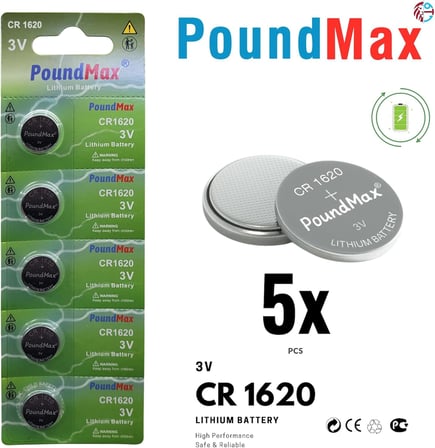 PoundMax 5 adet 1620 (CR1620,DL1620) 3V düğme pil