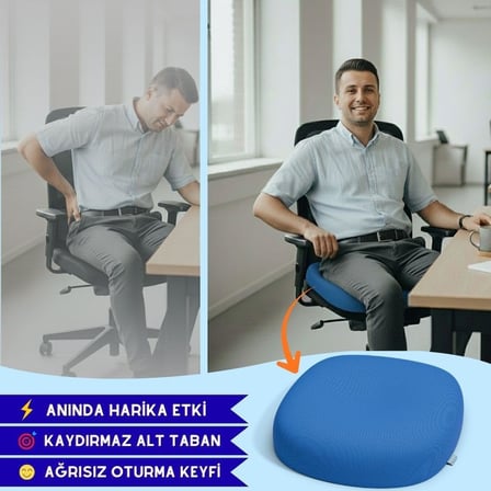 fom 'uykumu kaliteli aldım' FOM Smith Visco Hemoroid Basur Oturma Simidi Yastık, Ortopedik, 44 x 43 x 8, Kırmızı, Fom 'Uykumu Kaliteli Aldım'