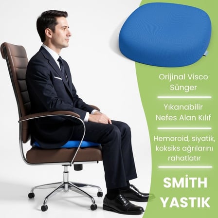 fom 'uykumu kaliteli aldım' FOM Smith Visco Hemoroid Basur Oturma Simidi Yastık, Ortopedik, 44 x 43 x 8, Kırmızı, Fom 'Uykumu Kaliteli Aldım'
