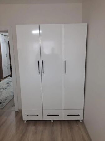 160 X 210 cm ÇEKMECELİ GİYİNME DOLABI - BEYAZ 1. SINIF % 100 MDF