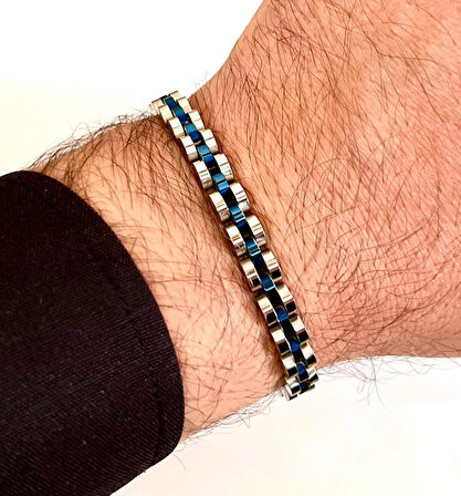 Rolex Model Sade İnce Şık Çelik Paslanmaz Erkek Bileklik 21 cm-3,5mm