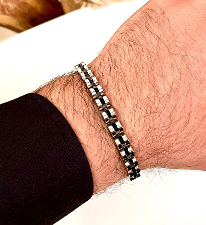 Rolex Model Sade İnce Şık Çelik Paslanmaz Erkek Bileklik 21 cm-3,5mm