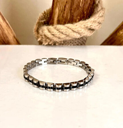 Rolex Model Sade İnce Şık Çelik Paslanmaz Erkek Bileklik 21 cm-3,5mm
