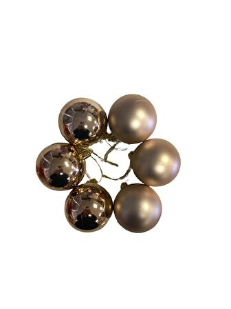 YILBAŞI TOP AĞAÇ SÜSÜ ROSE GOLD 6'LI 7CM