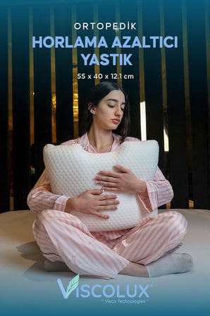 Horlama Azaltıcı Yastık - Horlama Önleyici Ortopedik Visco Yastık Yeşil 55x40x12/10, Pembe