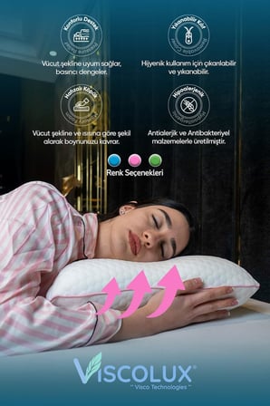 Horlama Azaltıcı Yastık - Horlama Önleyici Ortopedik Visco Yastık Yeşil 55x40x12/10, Pembe