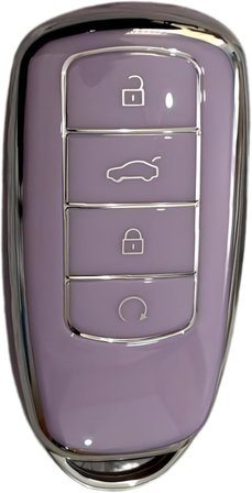 AutoHan Keys Chery Tiggo 8 Pro, Omoda 5, Tiggo 7 Avantgarde Nano Anahtar Kılıfı, Beyaz-Gümüş