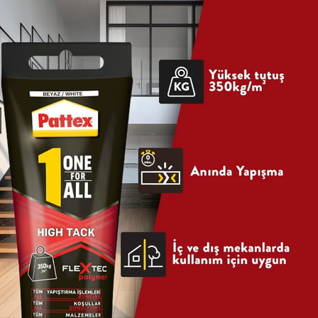One for All High Tack, Yüksek Kaliteli Montaj Yapıştırıcısı, Tüm Yüzeyler için Güçlü Yapıştırıcı, Profesyonel Çok Amaçlı Yapıştırıcı, 1x142g Tüp