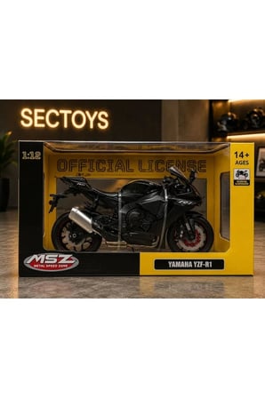 1:12 Ölçek Yamaha YZF-R1 Model Diecast Motosiklet Kutulu Lisanslı Yamaha YZF-R1 Siyah