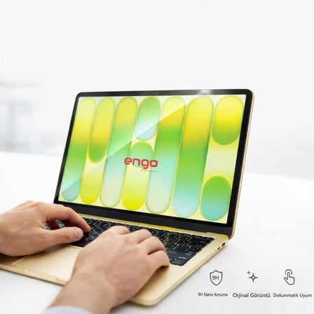 Engo Apple Macbook Neo 13 İnç İle Uyumlu Ekran Koruyucu Notebook, 9h Temperli Kırılmaz Esnek Nano Cam, Çizilmeye Ve Darbeye Dayanıklı Laptop Koruma, Hd Şeffaf A3404