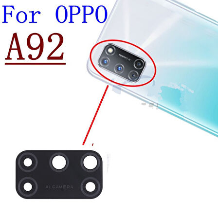 Tkgz Oppo A92 Arka Kamera Camı Lens Yapışkanlı