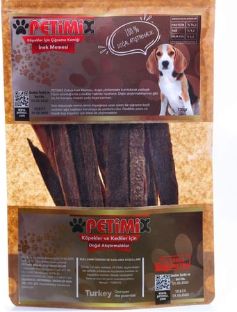 İnek Memesi Çubukları Çiğneme Kemikleri Köpek Ödül Maması 130g