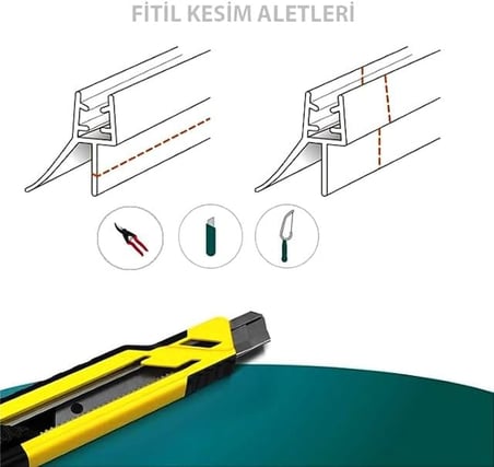 Ayrıntıshop Cam Kabin Alt Suluk Çift Tırnaklı Fitil 60 cm, 4-6 mm Cam Uyumlu, Duşakabin Su Sızdırmazlık Fitili, Şeffaf PVC Conta