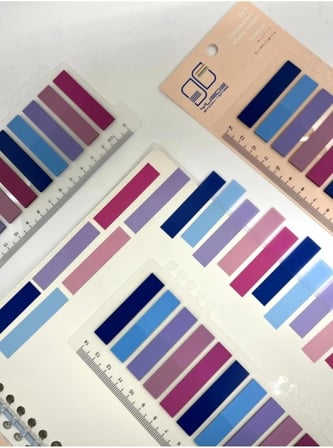 10 Renkli Cetvelli Pastel Mavi ve Mor Tonları İndeks Sticker/İndex/Post-it/Postit/Kitap Ayracı/Not Kağıdı
