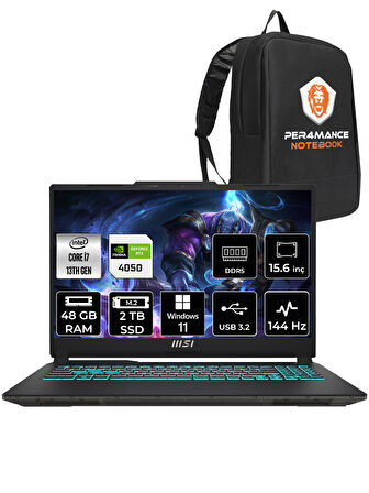 MSI Cyborg 15 i7-13620H 48GB 2TB SSD RTX4050/6GB 15.6" FHD 144HZ W11H A13VE-897XTR & PER4 ÇANTA