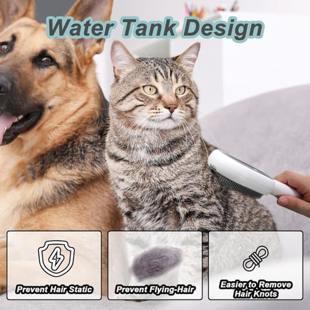 Kediler Köpekler için Su Fırçası, 4'ü 1 Arada Evcil Hayvan Bakım Banyo Fırçası, 2'si 1 Arada Temizleme Fırçası Kedi, Islak Kedi Tarağı, Su Tanklı Pet Tüy Alma Tarağı, Yapışkan Fırça 2.0 (Havlu Dahil