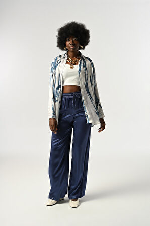 KADIN ŞERİT DESENLİ OVERSİZE KESİM GÖMLEK