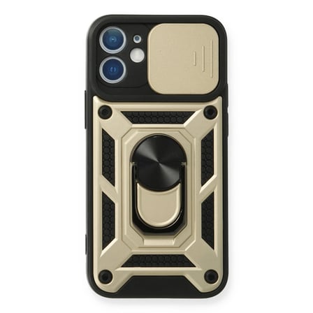 Apple iPhone 11 Kılıf Pars Lens Yüzüklü Silikon - Gold