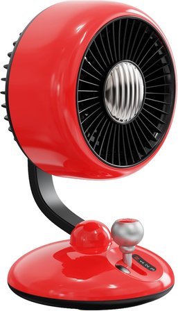 Q3 120° Salınımlı 3 Kademeli LED Işıklı Şarjlı Masaüstü Fan Vantilatör Retro Kırmızı