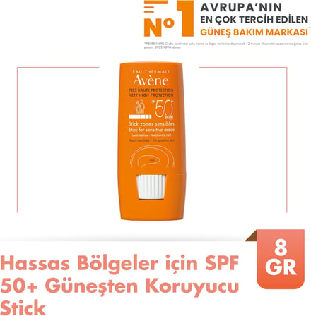 EAU THERMALE AVENE Stick Güneş Kremi SPF 50+ Hassas Bölgeler İçin Yüksek Koruma Sağlayan Güneş Koruyucu 8 gr