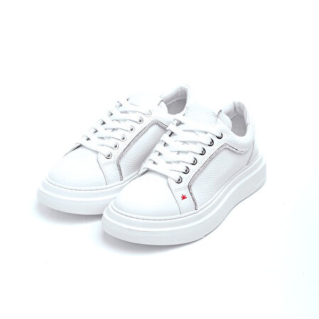 Casual Hakiki Deri Taş Aksesuarlı Kadın Ayakkabı