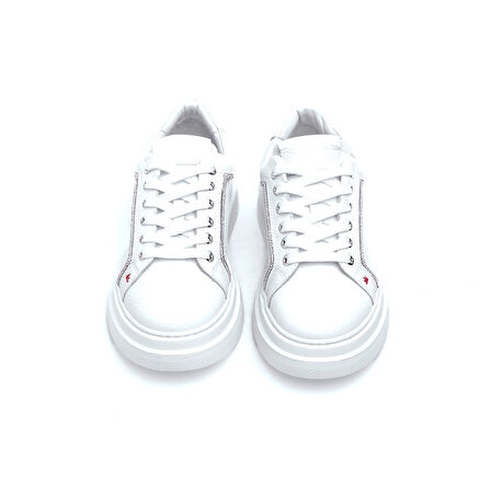 Casual Hakiki Deri Taş Aksesuarlı Kadın Ayakkabı