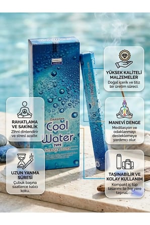 Darshan Cool Water Çubuk Tütsü 20 Adet Çubuk - Okyanus Ferahlığı Ortam Kokusu