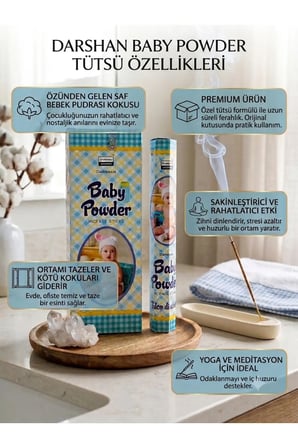 Darshan Baby Powder (Bebek Pudrası Kokulu) Çubuk Tütsü 20 Adet