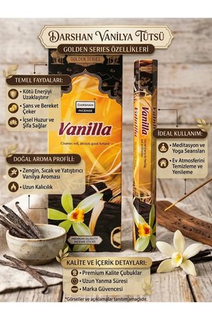 Darshan Golden Series Vanilla (Vanilya) Çubuk Tütsü 20 Adet