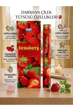 Darshan Strawberry (Çilek Kokulu) Çubuk Tütsü 20 Adet