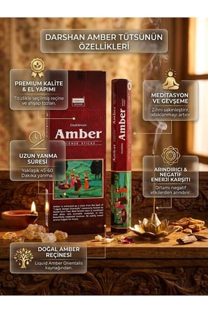 Darshan Amber (Kehribar) Aromalı Çubuk Tütsü 20 Adet