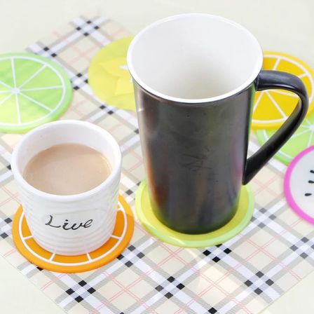 5li Silikon Bardak Altlığı Meyve Şekli Kaymaz Ped Mat Kupa Çay Kahve Bardağı Tutucu Çalışma Masa