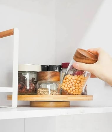 Busstier Bambu 360 Derece Dönen Lüx Servis Sunum Tabağı, 30 cm, Pizza ve Peynir Sunum Tahtası