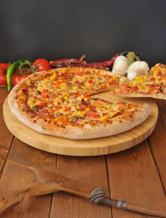 Busstier Bambu 360 Derece Dönen Lüx Servis Sunum Tabağı, 30 cm, Pizza ve Peynir Sunum Tahtası