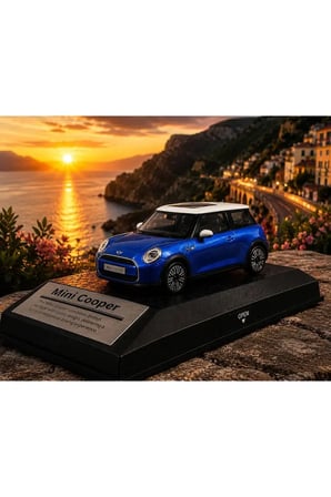 Mini Cooper New Mini Hatch 1:26 Ölçek Diecast Model Araba Çek Bırak Mini Cooper Mavi Özel Standlı