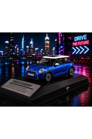 Mini Cooper New Mini Hatch 1:26 Ölçek Diecast Model Araba Çek Bırak Mini Cooper Mavi Özel Standlı