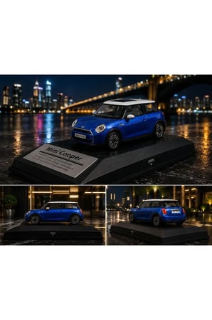 Mini Cooper New Mini Hatch 1:26 Ölçek Diecast Model Araba Çek Bırak Mini Cooper Mavi Özel Standlı
