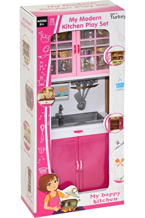 My Happy Kitchen Mutfak Tezgahı ve Dolabı  Oyuncak Mutfak Seti lavabo Oyuncak Evcilik Seti