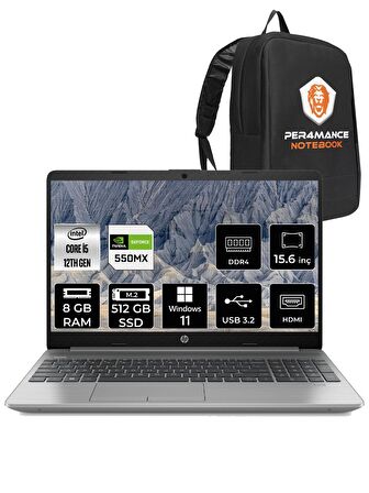 HP 250 G9 i5-1235U 8GB 512GB SSD MX550 15.6'' FHD W11 HOME 6Q8M7ES & PER4 ÇANTA