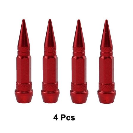 Sivri Sibop Kapağı Mermi Sibop Kapağı Araba Motosiklet Bisiklet Metal 4 lü Set Kırmızı