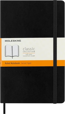 Moleskine Large Boy Yumuşak Kapak Çizgili Defter Siyah /