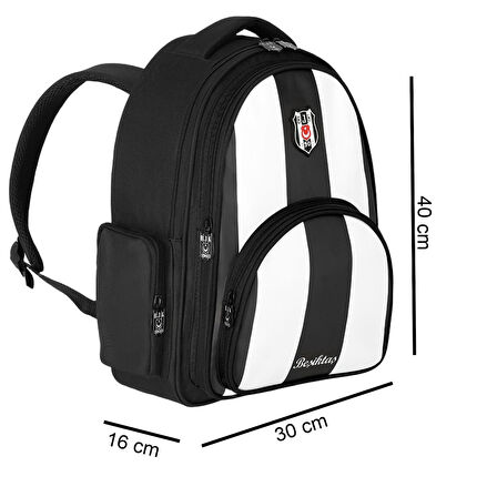 Beşiktaş 3 Bölmeli Çubuklu Suni Deri Okul Çantası + Kalemlik