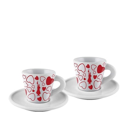 Bialetti Porselen Kahve Kupası 2'li Set Kalpli