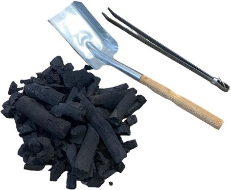 Mobilreyon Mangal Ateş Seti, 2 Kg Meşe Kömürü - 1 Adet Kömür Ateş Soba Küreği - 1 Adet Mangal Maşa