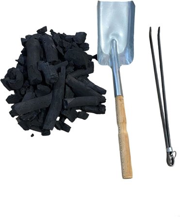 Mobilreyon Mangal Ateş Seti, 2 Kg Meşe Kömürü - 1 Adet Kömür Ateş Soba Küreği - 1 Adet Mangal Maşa