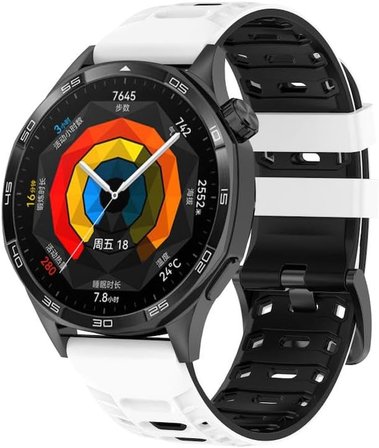 Huawei ile Uyumlu Mecha Style 22mm Kordon GT6/GT6 Pro/GT5/GT5 Pro/GT4/GT3/GT3 Pro/GT2/GT2 Pro 46mm için Nefes Alabilen GT6 Pro Kordonu Yumuşak Doku Çift Renk GT6 Kordon
