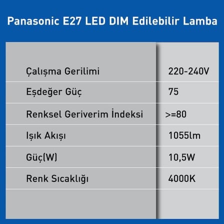E27 LED Dim Lamba 10.5W 1055LM 4000K