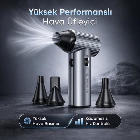 Minesk G500 HyperWind™ Turbo Jet Fan Hava Üfleyici - 【Turbo Modda 500 Gram Hava Üfleme Gücü】- Ultra Güçlü Hava Basıncı -Taşıma Torbalı ve Ekstra Nozullu