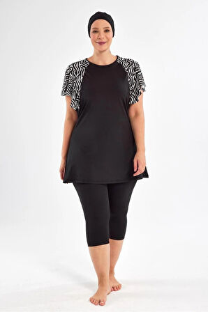 Maresiva 252805 Coral Büyük Beden Kısa Kol Taytlı Mayo