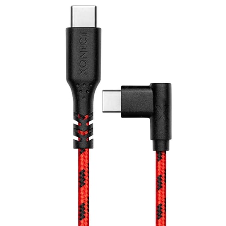 Type-C to Type-C ile Uyumlu iPhone ve Samsung ile Uyumlu Hızlı Şarj ve Data Kablosu 100 cm L Tipi Gaming Hasır Örgülü (Kırmızı)